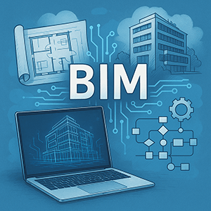 Dekorative Darstellung verschiedener BIM Anwendungen